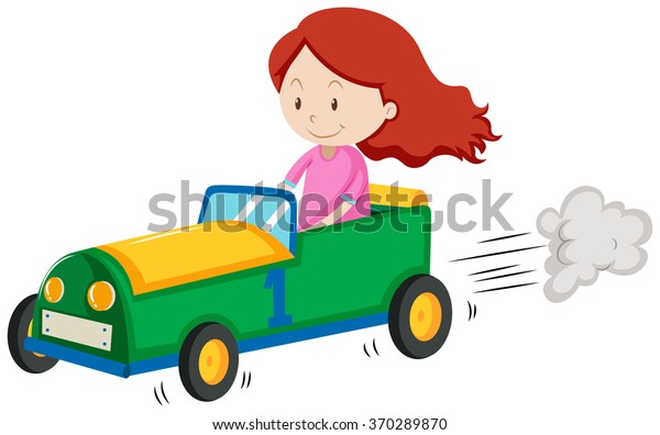 Little Girl Racing Car Illustration Stock Vector (royalty Free 