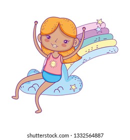 little girl in the rainbow character