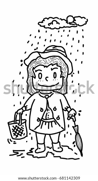 Little Girl Raincoat Cartoon Stock Vector (Royalty Free) 681142309 ...