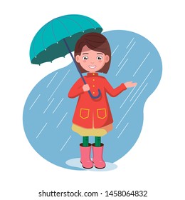 Little Girl Raincoat Standing Umbrella Child Stock Vector (Royalty Free ...