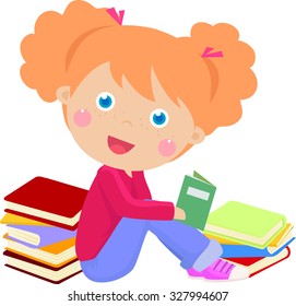 Little girl reading book