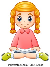 Little girl reading a book
