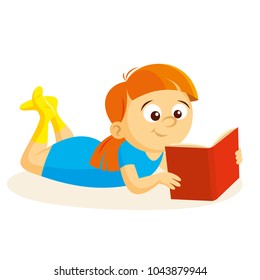 Little girl reading a book Vector illustration