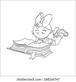 little girl reading a book vector