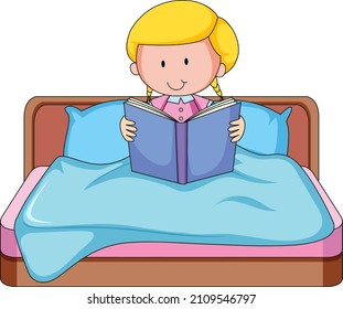 Little Girl Reading Storytelling Book On Stock Vector (Royalty Free ...