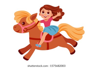 little girl riding a cute pony