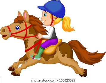 Little girl riding a pony horse