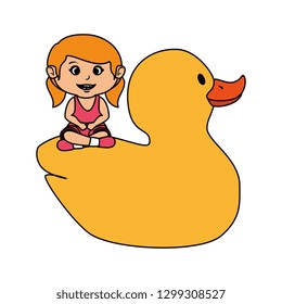 little girl with rubber ducky toy