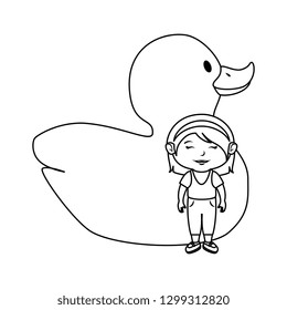 little girl with rubber ducky toy