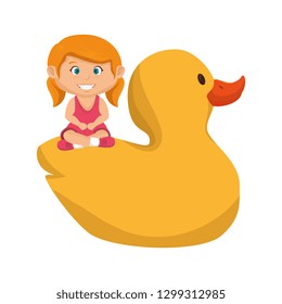 little girl with rubber ducky toy