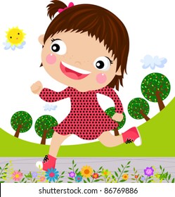 Little girl running