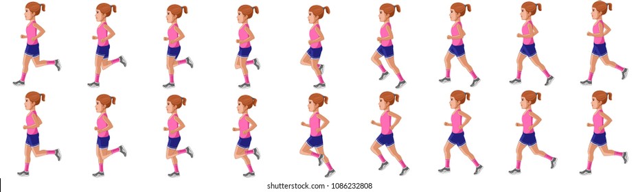 Little Girl Running Animation Sprite Sheet