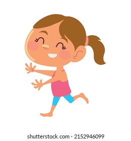 Little Girl Running Icon Isolated