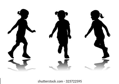 little girl running silhouettes