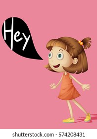 Little girl saying hey illustration