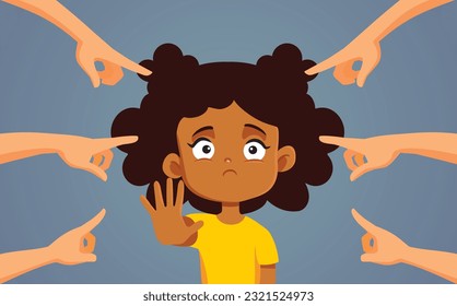 
Little Girl Saying No to Bullying and Harassment Vector Cartoon Illustration. Child standing out against discrimination and intimidation.
