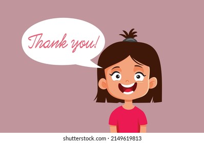 
Little Girl Saying Thank You Vector Cartoon Illustration. Well-mannered child showing appreciation and gratitude
