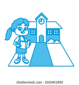 Little girl at school cartoon
