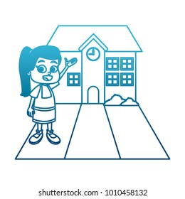 Little girl at school cartoon