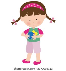 Little girl sculpts with clay vector cartoon illustration