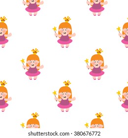 Little girl seamless pattern, princess, toddler, baby.