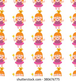 Little girl seamless pattern, princess, toddler, baby.