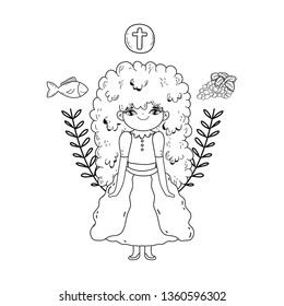 little girl and set icons in first communion celebration