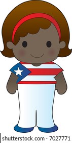 Little girl in a shirt with the Italian flag on it