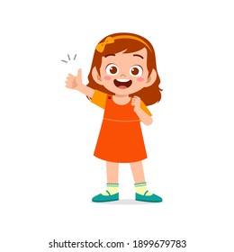 little girl show agreement with thumb up hand gesture