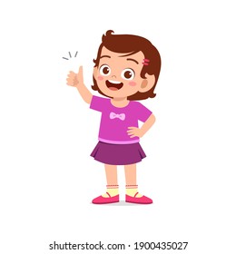 little girl show agreement with thumb up hand gesture