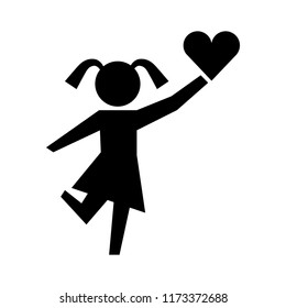 little girl silhouette with heart isolated icon