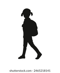 little girl silhouette. little girl isolated on white background. Vector illustration. hand drawn little girl.