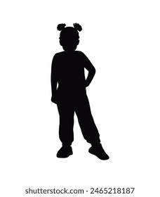 little girl silhouette. little girl isolated on white background. Vector illustration. hand drawn little girl.