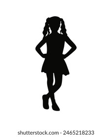 little girl silhouette. little girl isolated on white background. Vector illustration. hand drawn little girl.