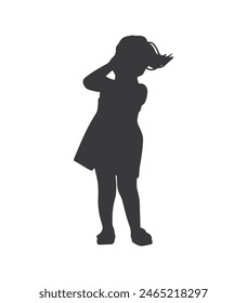 little girl silhouette. little girl isolated on white background. Vector illustration. hand drawn little girl.