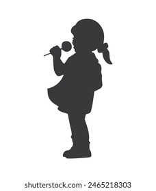 little girl silhouette. little girl isolated on white background. Vector illustration. hand drawn little girl.