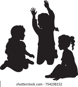 Little Girl Silhouettes, Vector Illustration 