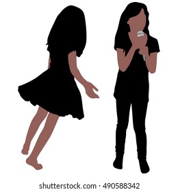 little girl singing, girl dancing 