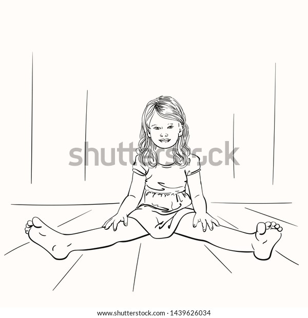 Little Girl Sitting On Floor Her Stock Vector Royalty Free