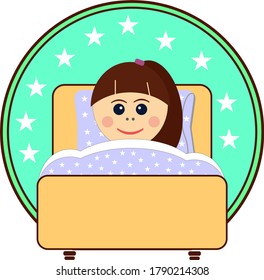 Little girl sleepeng in her bed, pattern for pajama
