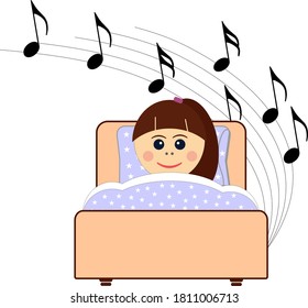 Little girl sleepeng in her bed, time to sleep
