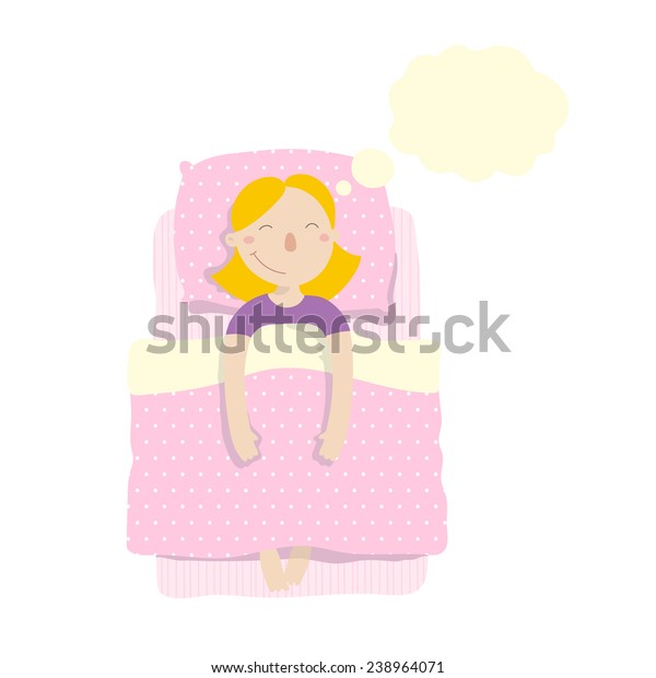 Little Girl Sleeping Dreaming Stock Vector (Royalty Free) 238964071 ...