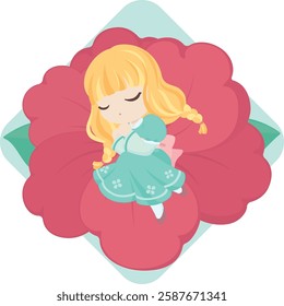 Little Girl Sleeping in Flower