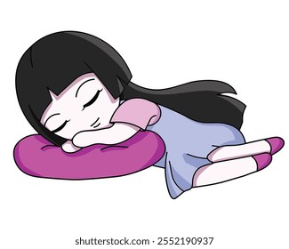 little girl sleeping, illustration vector, eps, cartoon