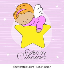little girl sleeping on top of a star