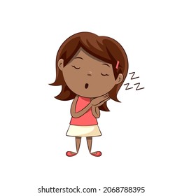 Little girl sleeping standing up