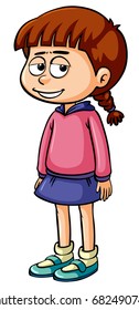 Little girl with sleepy face illustration