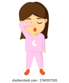 little girl sleepy and Vector Picture