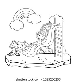 little girl in slide playing in the park