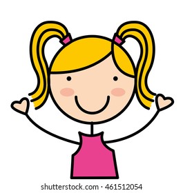 little girl smile icon graphic isolated vector